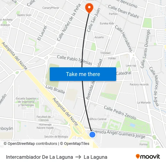 Intercambiador De La Laguna to La Laguna map