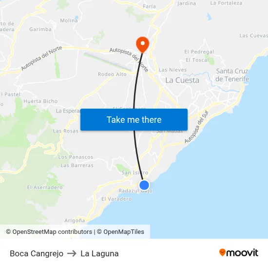 Boca Cangrejo to La Laguna map