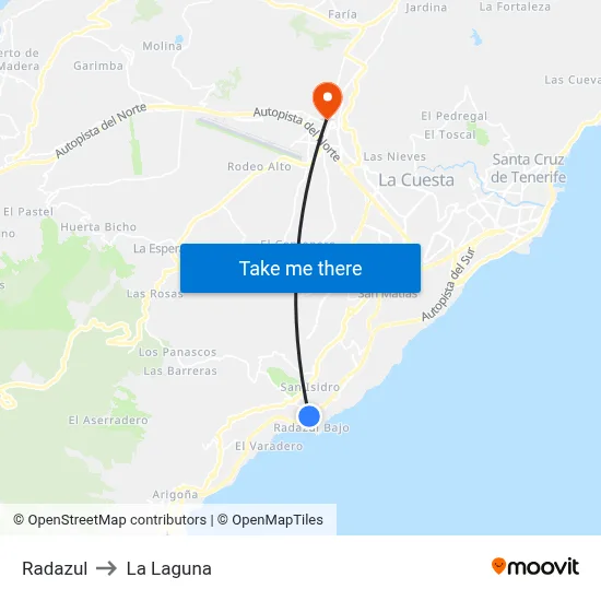 Radazul to La Laguna map