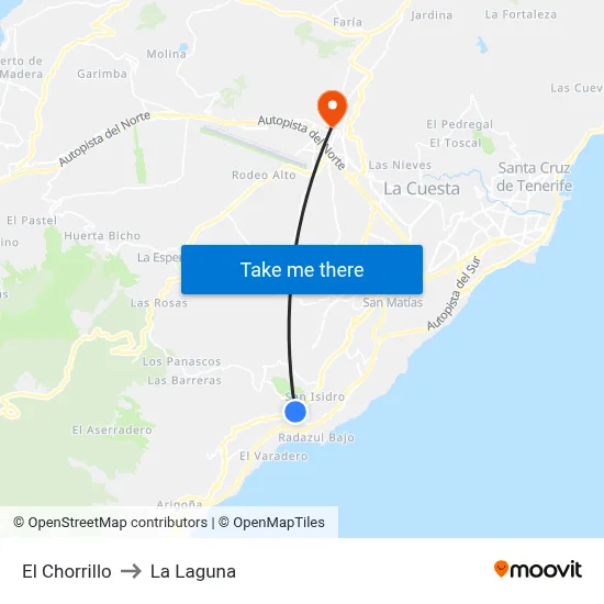 El Chorrillo to La Laguna map