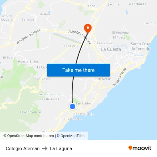 Colegio Aleman to La Laguna map