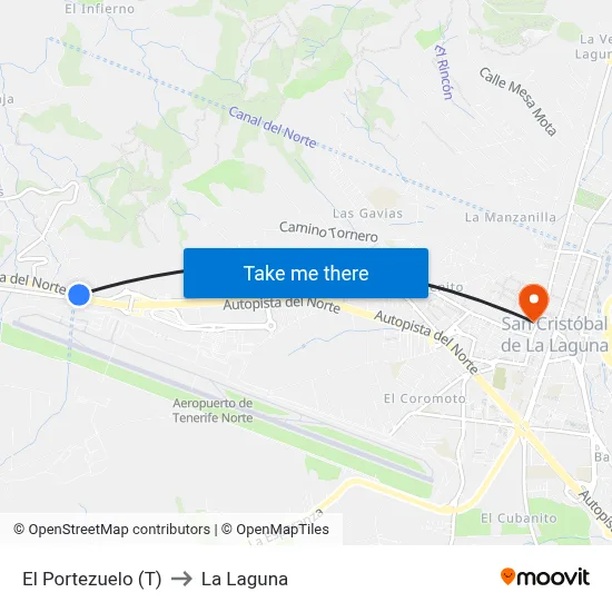 El Portezuelo (T) to La Laguna map