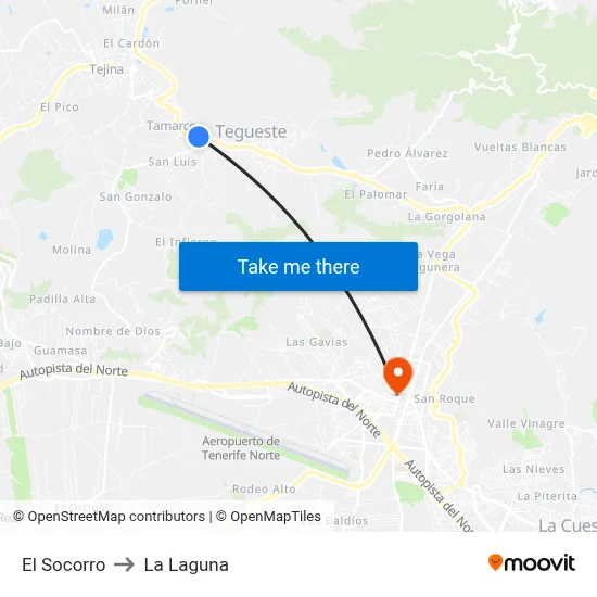 El Socorro to La Laguna map