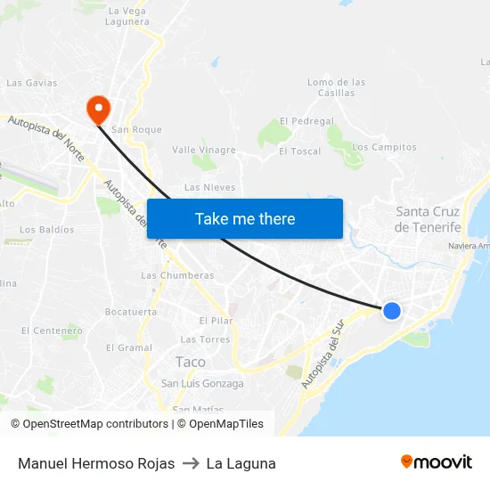 Manuel Hermoso Rojas to La Laguna map