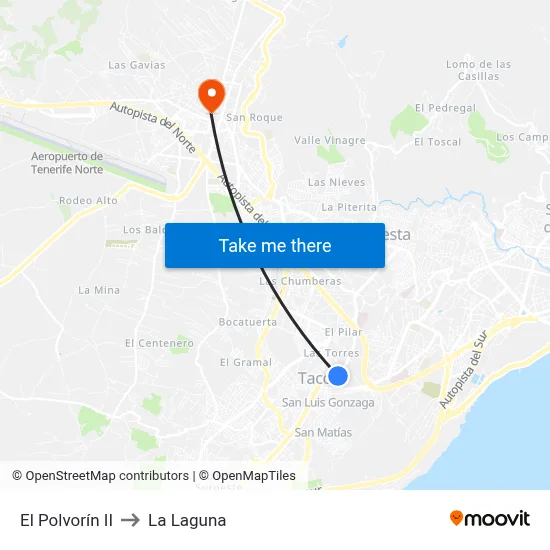 El Polvorín II to La Laguna map