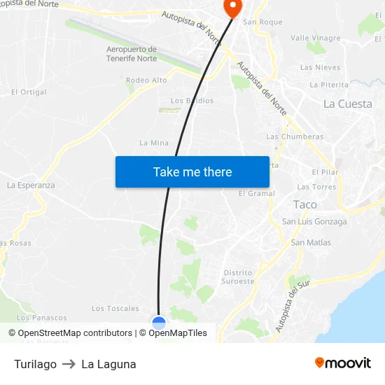 Turilago to La Laguna map