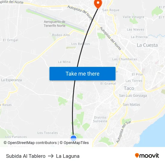 Subida Al Tablero to La Laguna map