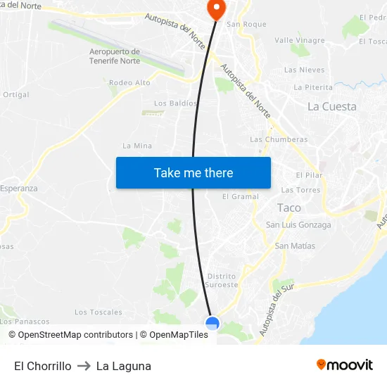 El Chorrillo to La Laguna map
