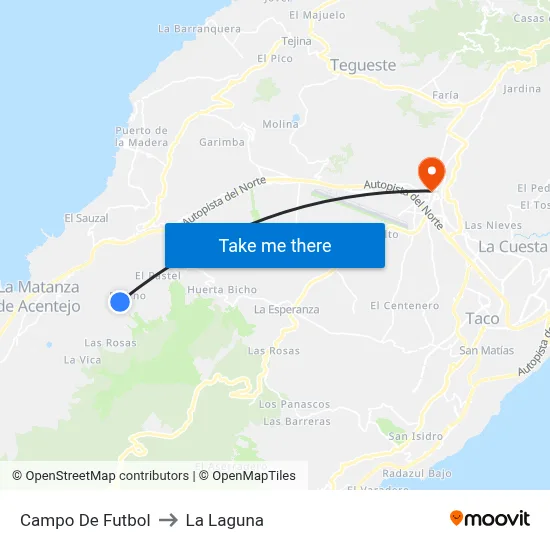 Campo De Futbol to La Laguna map