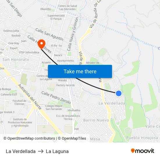 La Verdellada to La Laguna map