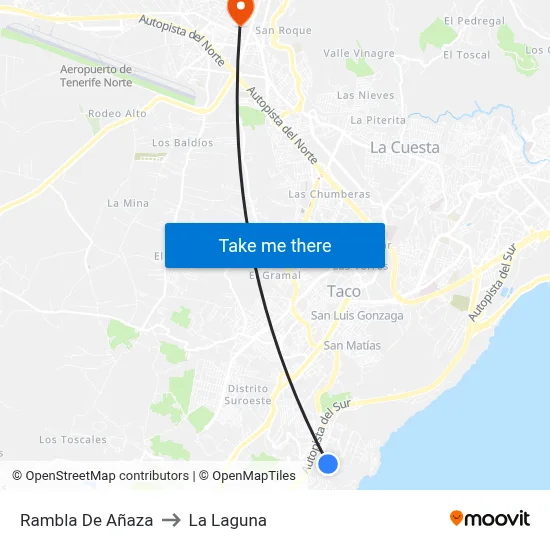 Rambla De Añaza to La Laguna map