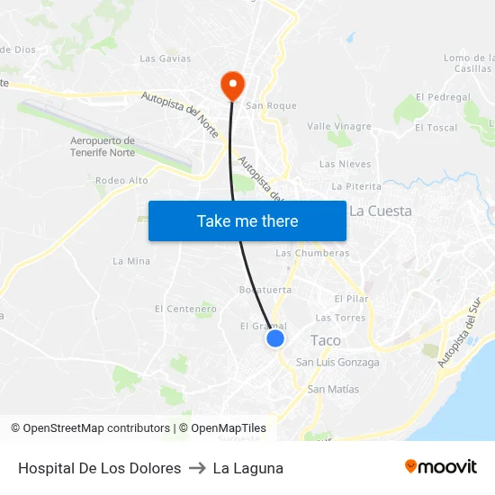 Hospital De Los Dolores to La Laguna map