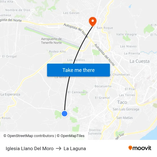 Iglesia Llano Del Moro to La Laguna map