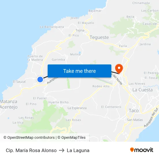 Cip. María Rosa Alonso to La Laguna map