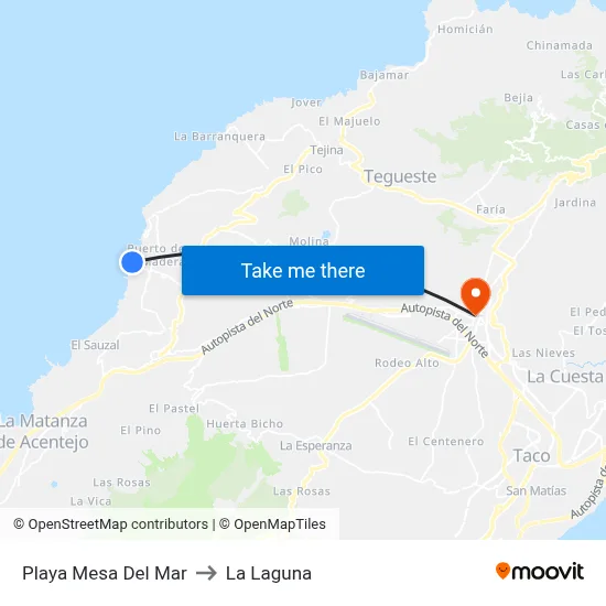 Playa Mesa Del Mar to La Laguna map