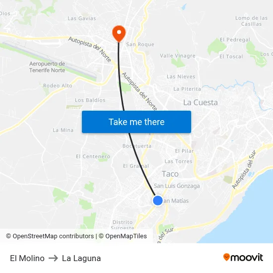 El Molino to La Laguna map