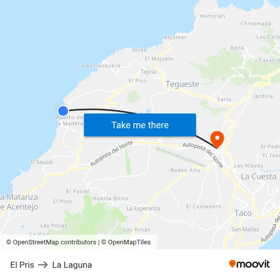 El Pris to La Laguna map