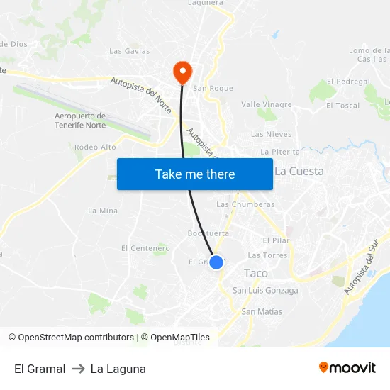 El Gramal to La Laguna map