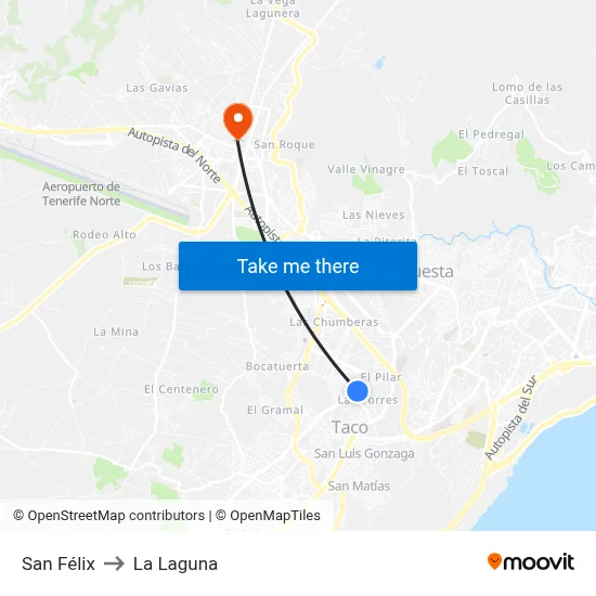 San Félix to La Laguna map