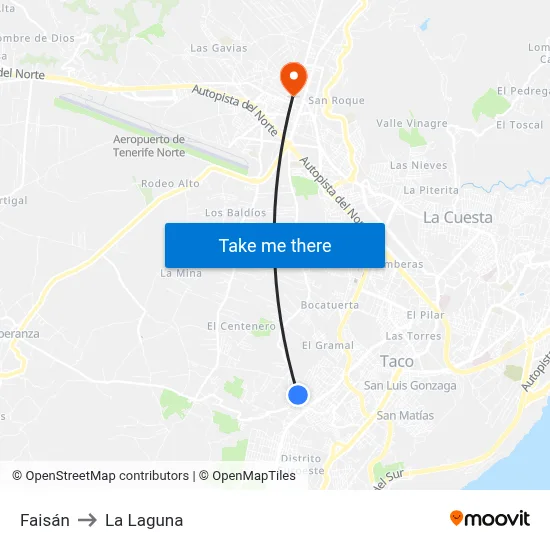 Faisán to La Laguna map