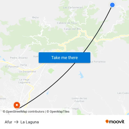 Afur to La Laguna map
