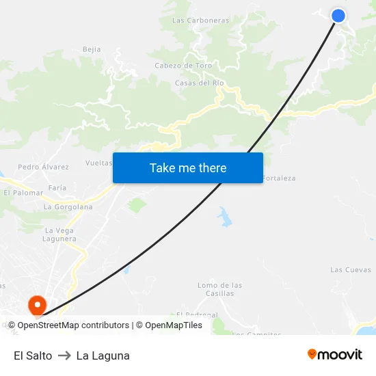 El Salto to La Laguna map