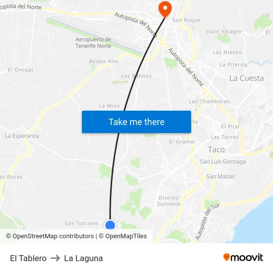El Tablero to La Laguna map