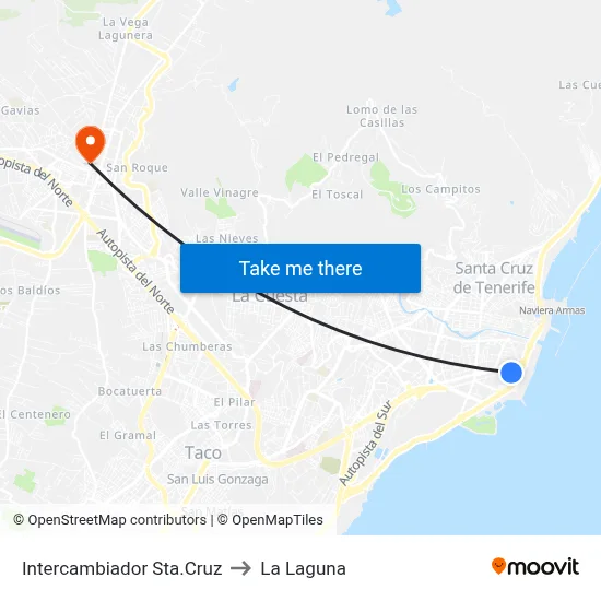 Intercambiador Sta.Cruz to La Laguna map