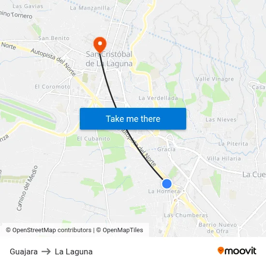 Guajara to La Laguna map