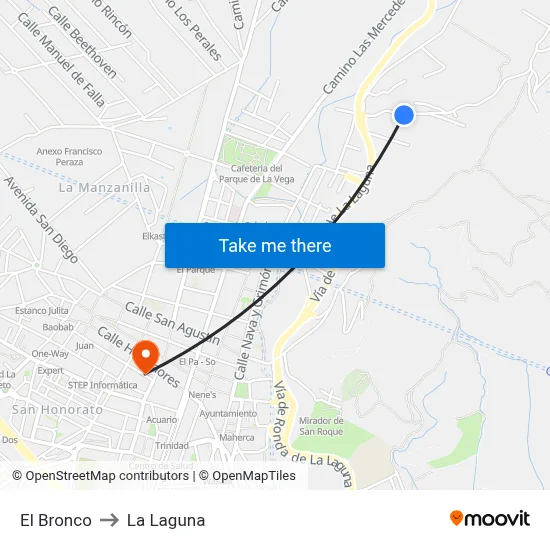 El Bronco to La Laguna map