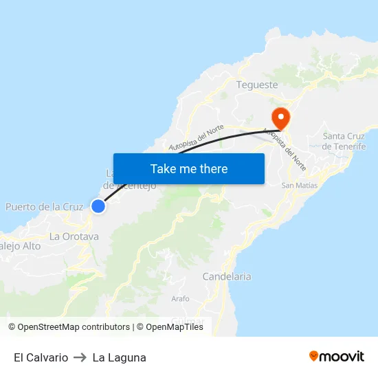 El Calvario to La Laguna map