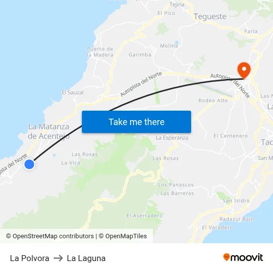 La Polvora to La Laguna map