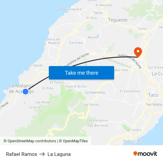 Rafael Ramos to La Laguna map