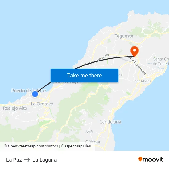 La Paz to La Laguna map