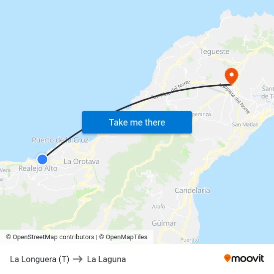 La Longuera (T) to La Laguna map