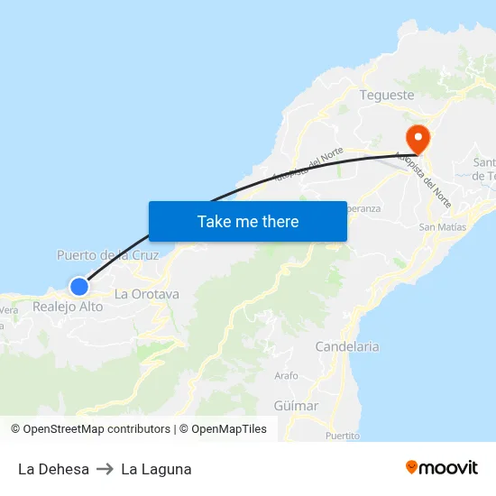 La Dehesa to La Laguna map