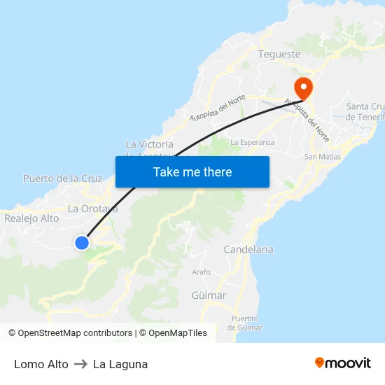 Lomo Alto to La Laguna map