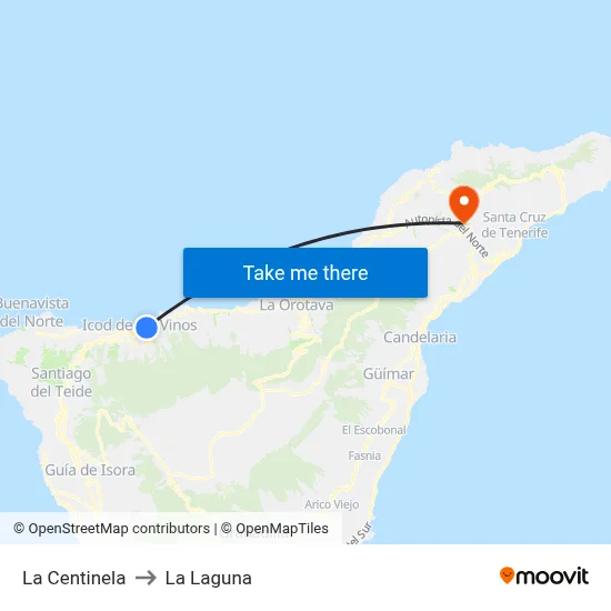 La Centinela to La Laguna map