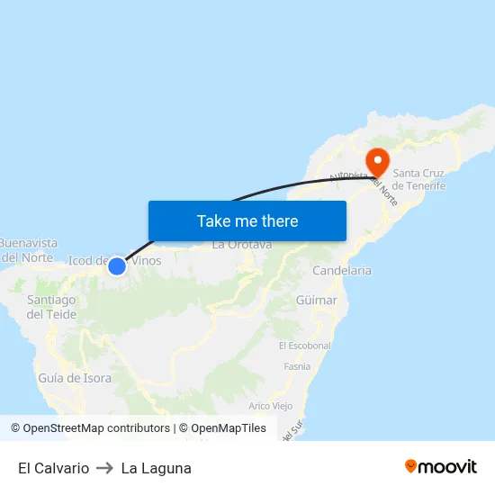 El Calvario to La Laguna map
