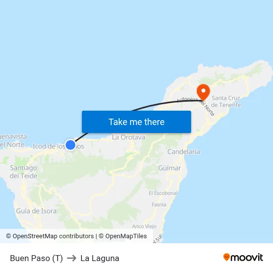 Buen Paso (T) to La Laguna map