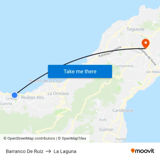 Barranco De Ruiz to La Laguna map