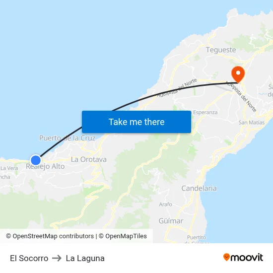 El Socorro to La Laguna map