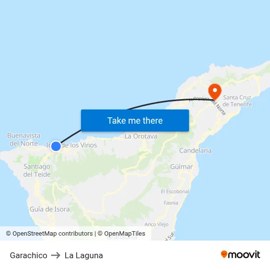 Garachico to La Laguna map