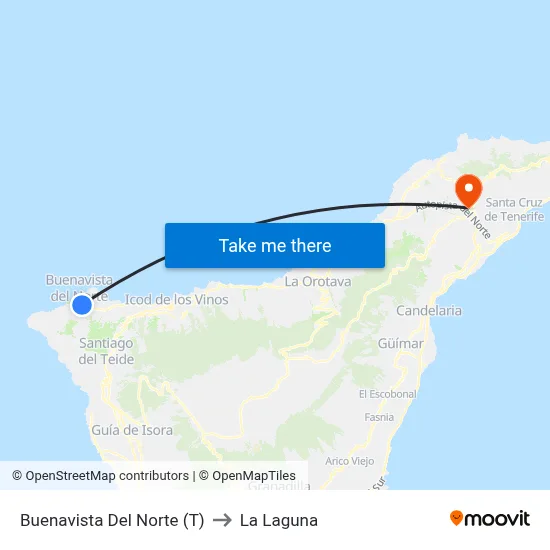 Buenavista Del Norte (T) to La Laguna map