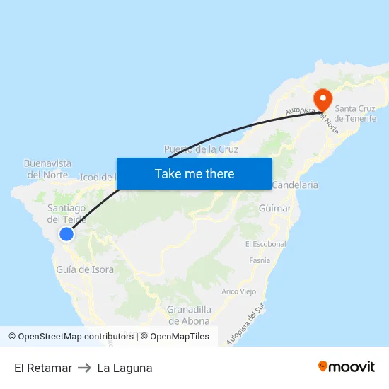 El Retamar to La Laguna map