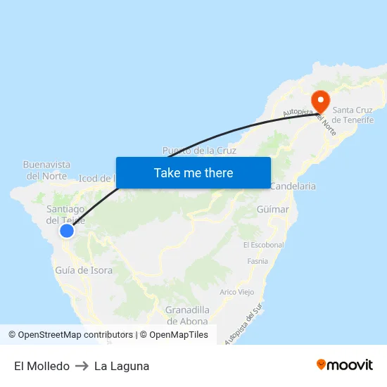 El Molledo to La Laguna map