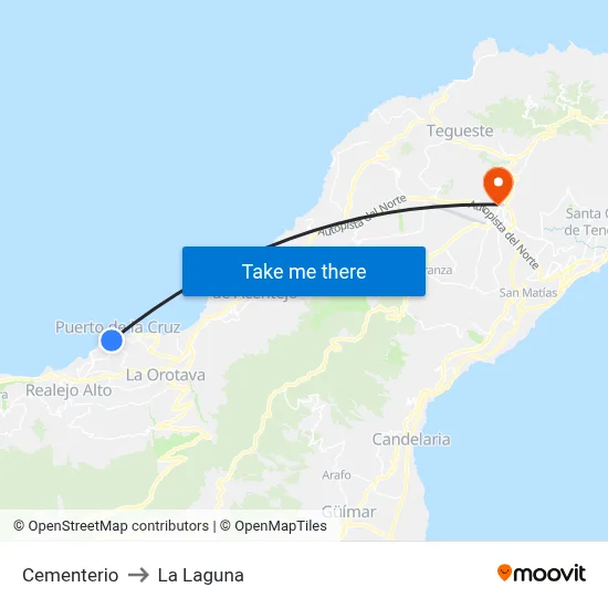 Cementerio to La Laguna map