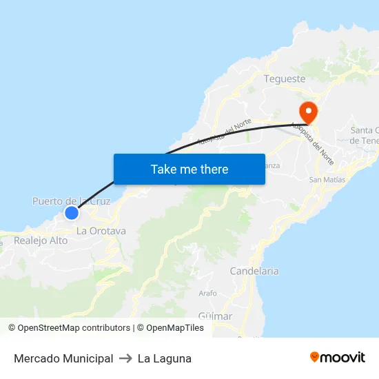 Mercado Municipal to La Laguna map