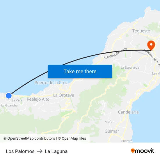 Los Palomos to La Laguna map