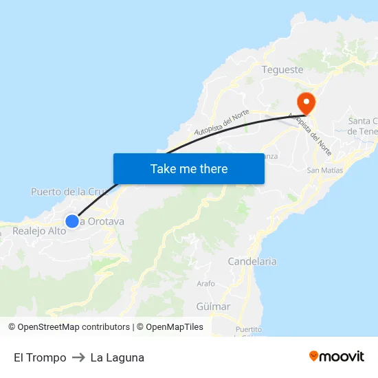 El Trompo to La Laguna map